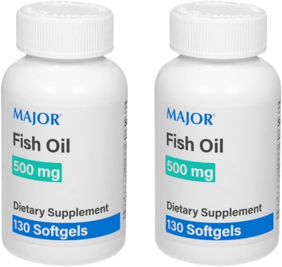 MAJOR Fish Oil 500 mg Softgels - Omega-3 Fish Oil Supplement - Diyet Supplement - 130 Count (2 Pack)