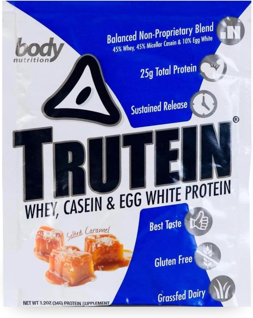 Vücut Beslenmesi, Trutein Protein Toz, Kahvaltı Shake, Meal modifikasyon ve Pre and Post Workout Recovery Drink Mix, 25 Grams of Protein, Salted Caramel, 34 Gram Örnek