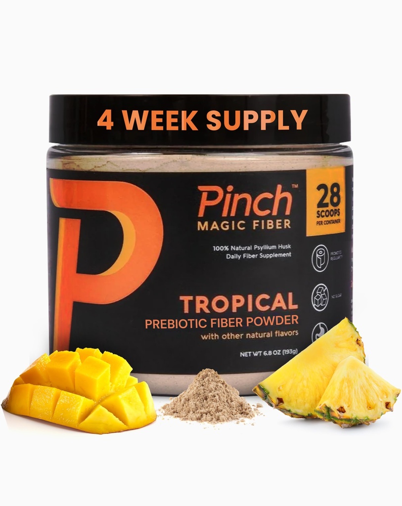 Pinch Magic Sugar Free Fiber Toz – Light Trovor Psyllium Husk with Bromelain & Vitamins C & D – Vegan, Gluten-Free, Clean Label, USA-Made, GMP-Cerized - 28-Day Supply