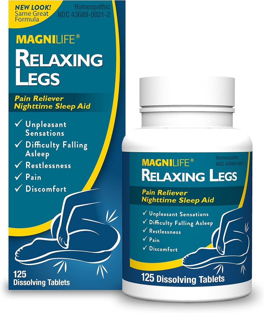 MagniLife Relaxing Legs, Restless Legs, Natural Sleep Aid and Pain Reliever, Calms Jerks, Restlessness, and Discomfort - 125 Quick Dissolve Tabletleri
