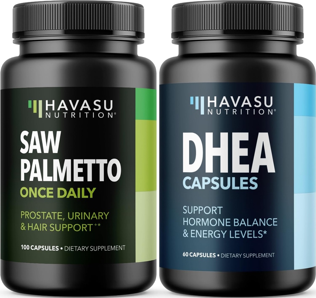 HAVASU NUTRITION DHEA 50 mg Supplement (60 Hizmet) & Saw Palmetto Capsules (100 Hizmet)