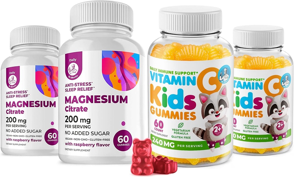 Vitamin C Gummies 120 μετράνε για Παιδιά & Ενήλικες 240 mg και Μαγνήσιο 200 mg Gummies - Ανοσοποιητική Υποστήριξη Χαμηλής Ζάχαρης Μασώμενες Gummy Βιταμίνες για Τοντλερς με Μαγνήσιο Ήρεμες Μασούσες για Παιδιά & Ενήλικες Χωρίς Ζάχαρη