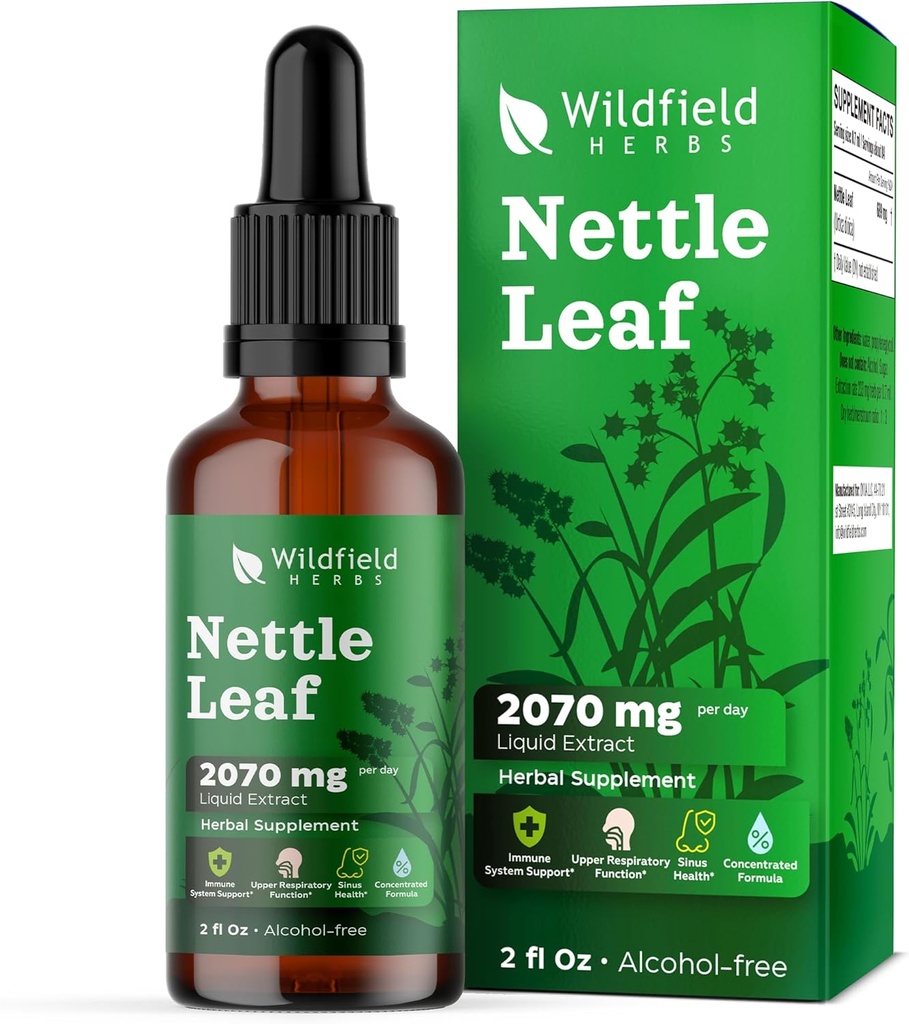 Nettle Leaf Extract Drops 2000 mg (Urtica dioica L.) Herbal Supplement Absorbs Capsules,1 Ay Supply, 84 Hizmet, Alkol Özgür Tincture - 2 Oz, Pack of 1
