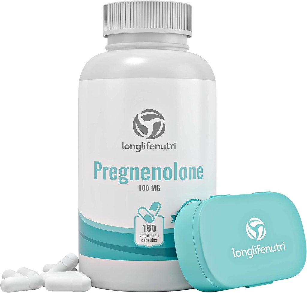 Beyin ve Hormon Destek Pregnenolone - 180 Veggie Caps for Geliştirilmiş Memory, Focus & Vitality - ABD'de Made in USA