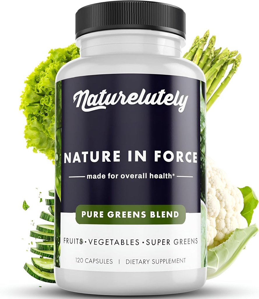 Force SuperGreens Capsules | Tüm Doğal Sebze ve Meyveler Superfood Tozu | Immune Support Supplement from Field of Greens | 120 Capsules/Bottle