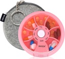INVODA Weekly Pill Organizer 7 Karşılaştırmalı Günlük İlaçlar ve Vitaminler için Pill Box - Portatif Seyahat Pill Case Fish Oil Supplements Vitamins Organizer (Pink+Bag)