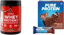 Six Star Elite 100% Whey Protein Plus Triple Chocolate 1.8lbs ve Pure Protein Chocolate Deluxe Protein Bars 12 Count Pack