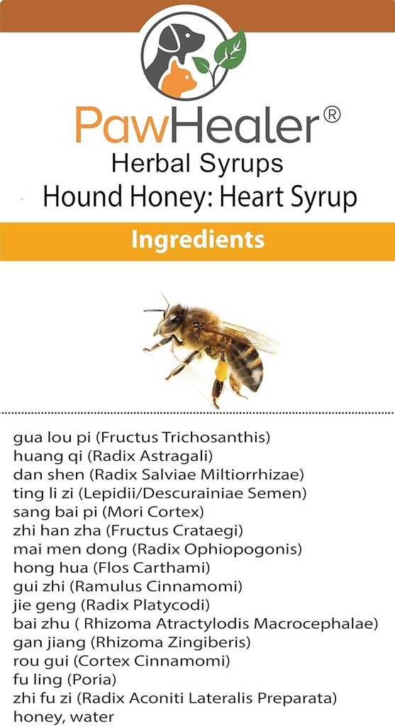 PawHealer® Hound Honey: Heart Syrup - Herbal Remedy for Dog's Cough - 5 fl oz - Suppressant - Herbal Remedy - Gagking & Wheezing Λόγω Καρδιάς...