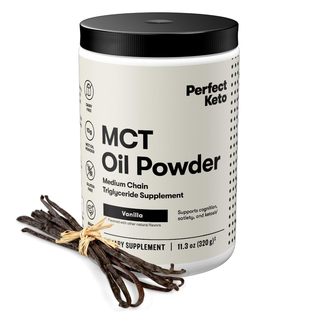 Mükemmel Keto 7g MCT Oil Toz, Medium Chain Triglycerides Supplement, Non Dairy Coffee Creamer for Keto Diyet, Ketgen MCT Oil Mix for Coffee, Smoothie, protein Shakes and Tea, Vanilla, 30 Servisler