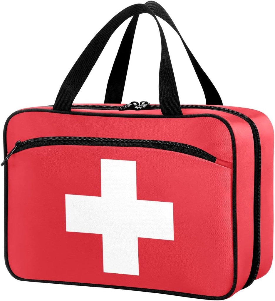 Naanle Pill Organizer Bag Seyahat Pill Şişe Tıp Organizeci Ev Depolama İlaçları Vitamin Supplements için Bag, White Cross Boş Red First Aid Bag for Car Camping, 1.0 Count