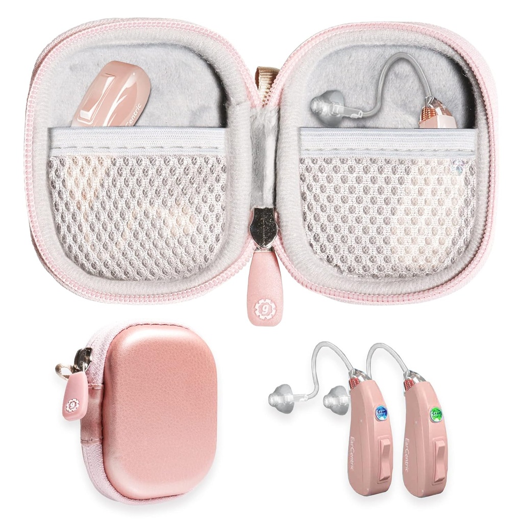 GETGEAR İşitme Yardımı için koruyucu Vaka, Duyucu, Kişisel Ses Amplifier, İşitme Cihazı, Dinleme Cihazı, Güçlü Mini Vaka (Rose Gold)