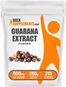BulkSupplements.com Guarana Extract Powder - Natural Caffeine Supplement, from Guarana Seed, Guarana Powder - Gluten Free, 800mg per Serving, 250g (8.8 oz) (Pack of 1)