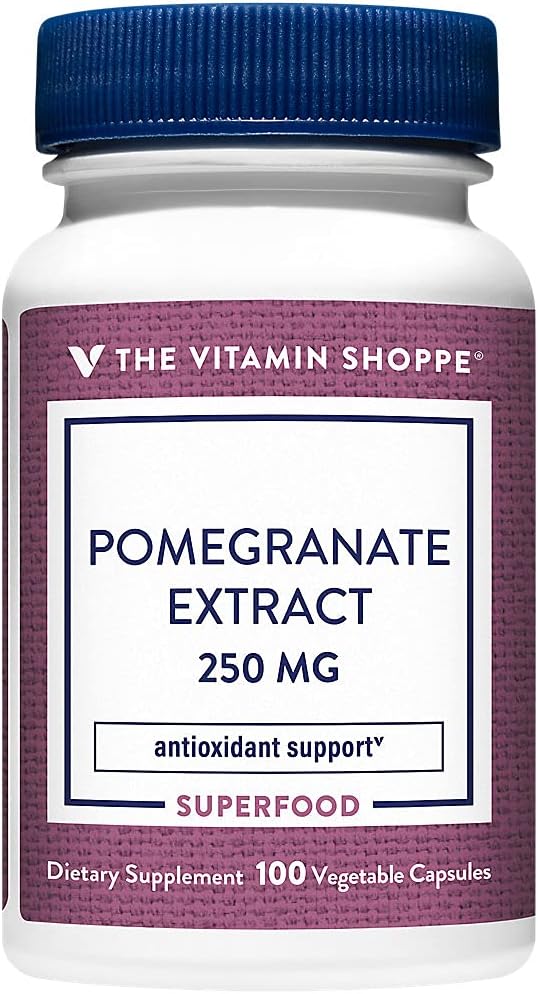 Shoppe Pomegranate Ekstraksiyon 250MG, Hücre Sağlığını Destekleyen Antioksi, Superfood (100 Veggie Capsules)