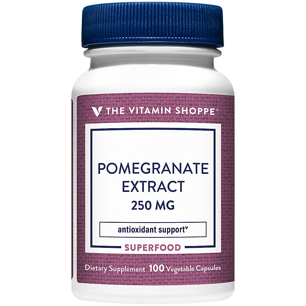 The Vitamin Shoppe Pomegranate Extract 250MG, Antioxidant that Supports Cellular Health, Superfood (100 Veggie Capsules)
