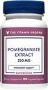 Shoppe Pomegranate Ekstraksiyon 250MG, Hücre Sağlığını Destekleyen Antioksi, Superfood (100 Veggie Capsules)