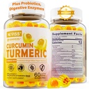 Şeker Free Turmeric Curcumin Yetişkinler, Ginger & Black Pepper | 95 Curcuminoids w / Prebiyotik Probiyotik & Postbiyotik, Support Immune & Digestive Health, Vegan, 60 Count