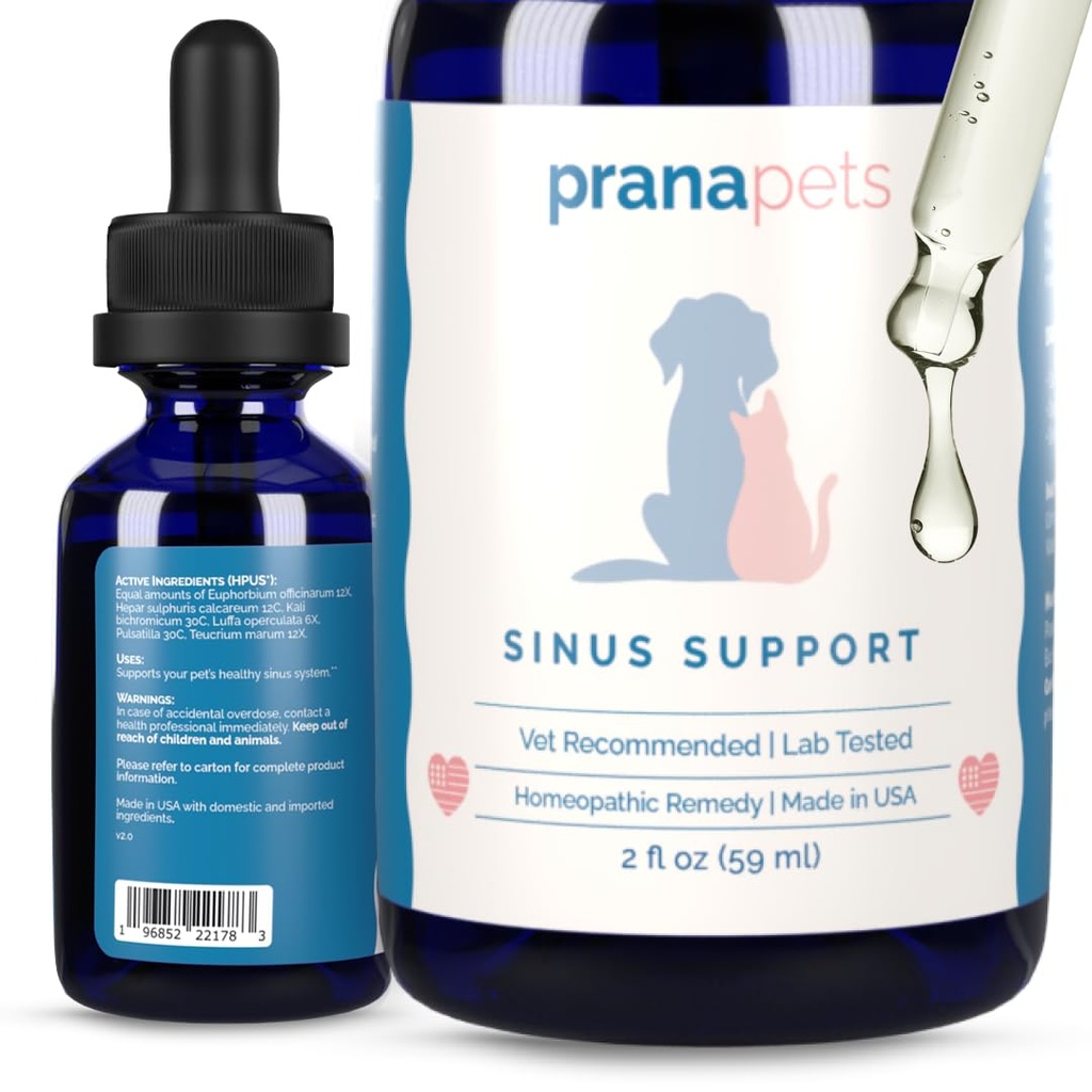 PranaPets Sinus Evcil hayvanlar için sıvı takviyesi | Doğal Destekler Kedi ve Köpek Sinus Yardımı | Doğal Formula Congestion