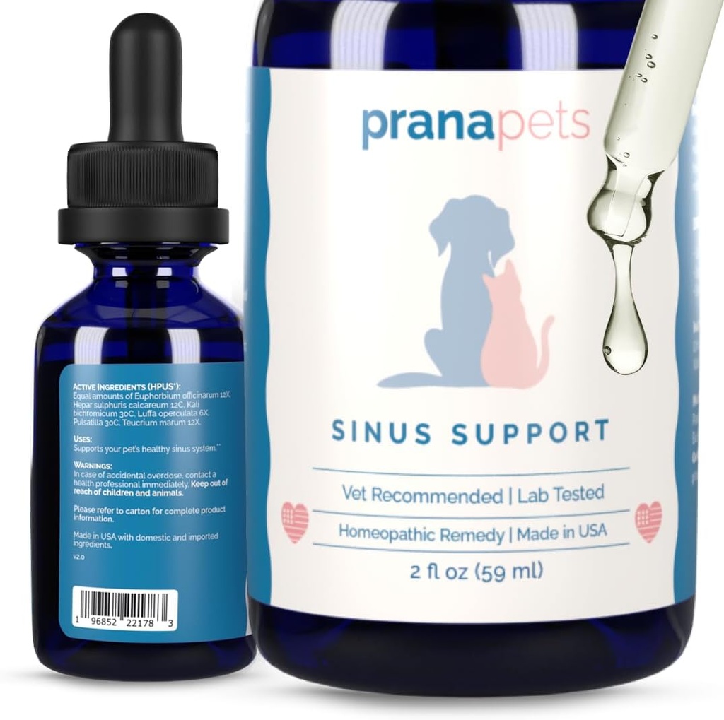 PranaPets Sinus Evcil hayvanlar için sıvı takviyesi | Doğal Destekler Kedi ve Köpek Sinus Yardımı | Doğal Formula Congestion