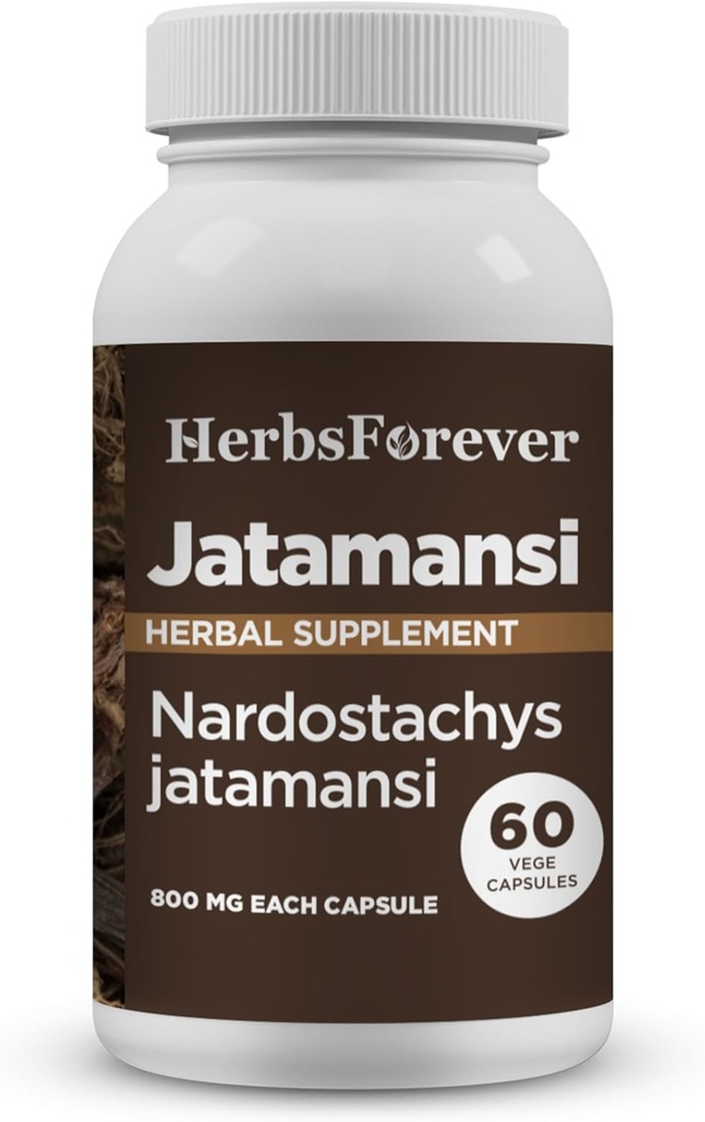 Herbsforever Jatamansi Capsules | Nardostachys Jatamansi | Premium Herbal Supplement for Relaxation, Hair Care, and Wellness | 60 Vegan Capsules, 800 Mg Every