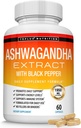 Organik Ashwagandha Kök Toz Pills 1950 Mg with Black Pepper Extract - Pure Natural Ashwagandha Supplement, Support Energy, for Men Women, 60 Capsules
