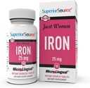 Superior Source Just Women Iron 25 mg - Συμπλήρωμα Ferrous Fumarate για γυναίκες - Συμπλήρωμα σιδήρου Υποστηρίζει τη συνολική υγεία - Βοηθήματα Φόρμουλα Κατά της Γαστρεντερικής Δυσφορίας - 90 στιγμιαία δισκία διάλυσης