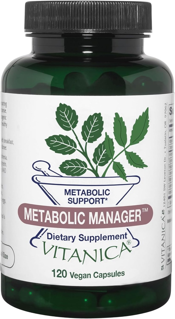 Vitanica Metabolic Manager - Sağlıklı Metabolik Yanıtı Desteklemek için herbal Supplement - Vitamin D - Vegan Antioksi Supplement - Pro Logo - 120 Capsules
