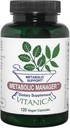 Vitanica Metabolic Manager - Sağlıklı Metabolik Yanıtı Desteklemek için herbal Supplement - Vitamin D - Vegan Antioksi Supplement - Pro Logo - 120 Capsules