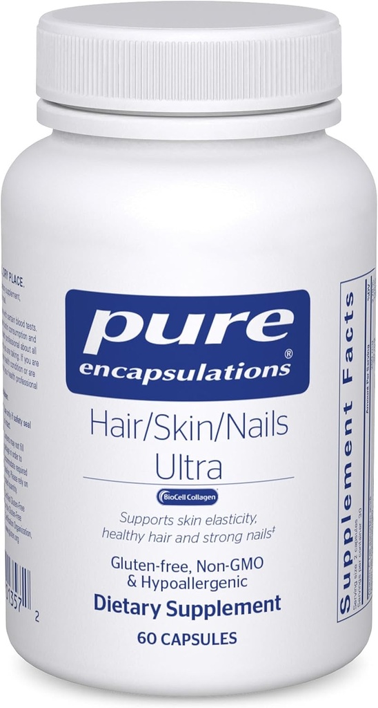 Saf Encapsulations Hair/Skin/Nails Ultra Advanced Beauty Supplement - Biotin & Collagen Supplement for Health Hair, Güçlü Nails & Youthful Skin Support* - 60 Capsules