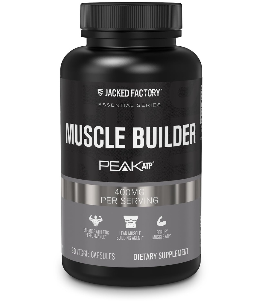 Jacked Factory Essentials Muscle Builder - ATP Muscle Builder for Men with Peak ATP to Support Muscle Gain, Enhance Athletic Performance, & Increase Strength - 30 Capsules