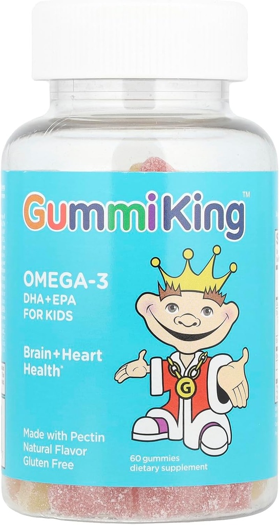 Gummi βασιλιάς DHA Omega-3 συμπλήρωμα, λεμόνι/πορτοκαλί/βρώμη, 60 κόμης