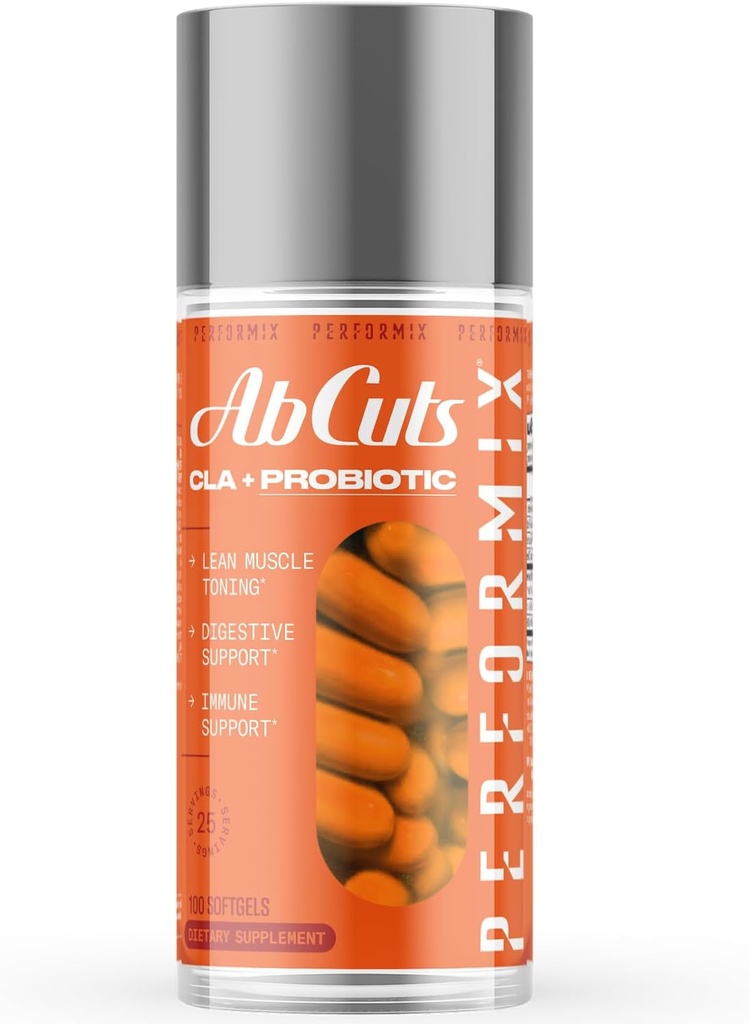 PERFORMIX - AbCuts CLA + Probiyotikler - Fitness Hedefleri - Lean Kas Büyüme ve Gut Health - Enerji & Endurance - Digestive Health Wellness - Women & Men - 100 Soft Gels