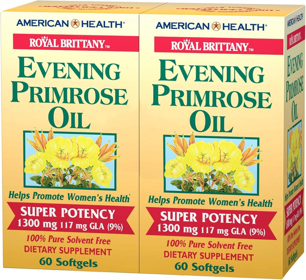 American Health Diyetary Fiber Supplements, Royal Brittany Evening Primrose Oil, Pack of 2, 60 Count