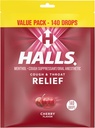 Halls ανακούφιση Cherry Βήχας σταγόνες, πακέτο αξίας, 140 σταγόνες