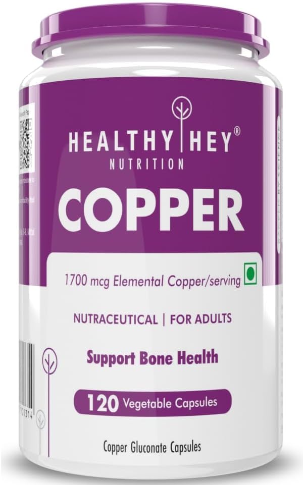 Chelated Copper Gluconate - Highly Bio available Form - Non-GMO, Gluten Free -120 Veg. Capsules