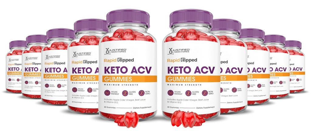 (10 Pack) Rapid Rippped Keto ACV Gummies Advanced Formula 1000MG Rapidripped Keto Gummies Apple Cider Vinegar Formulated with Pomegranate Beet Buice Powder B12 Vegan Non GMO 600 Gummys