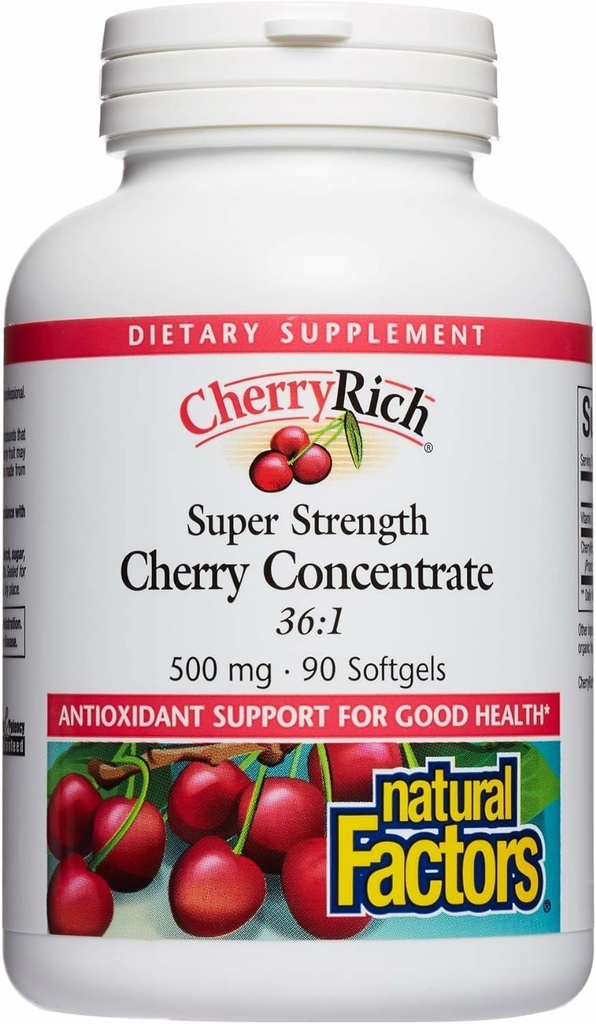 Doğal Faktörler tarafından CherryRich, Super Strength Cherry Industries, Sağlıklı Ortaklar ve Uric Asit Metabolism, 90 yumuşakgels (90 hizmet)