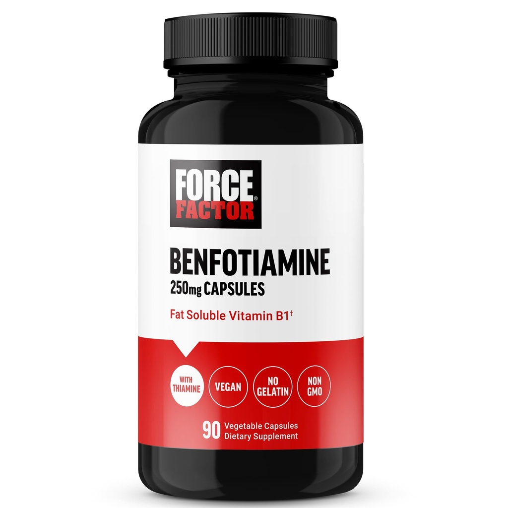 FORCE FACTOR Benfotiamine Plus Thiamin Supplement, Fat ► B1 for High Abors, Non-GMO, Vegan, 90 Sebze Kapsülleri
