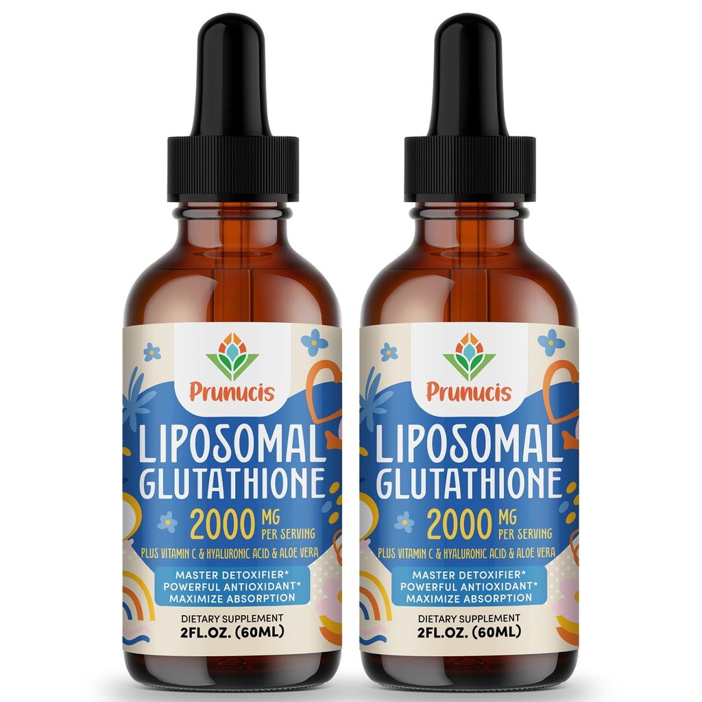 2000MG Liposomal Glutathione Liquid, %98 Aborpsiyon, Active Form L-Glutathione Supplement, Vegan Dostu, Immune System, Aging Defense, Detox, 4 FL.OZ