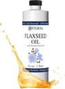 Zatural Flaxseed Oil Natural Grown 100% Pure Flax Tohumları Soğuk Basınlı Vegan Omega Fatty Asits 16oz