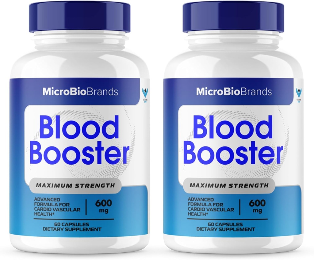 (2 Pack) Microbio Blood Booster, Micro Bio Blood Booster Natural Blood Flow Support Supplement, Micro Bio Brands Pills Advanced Microbiobrands Maximum Strength Support Formula (120 Capsules)
