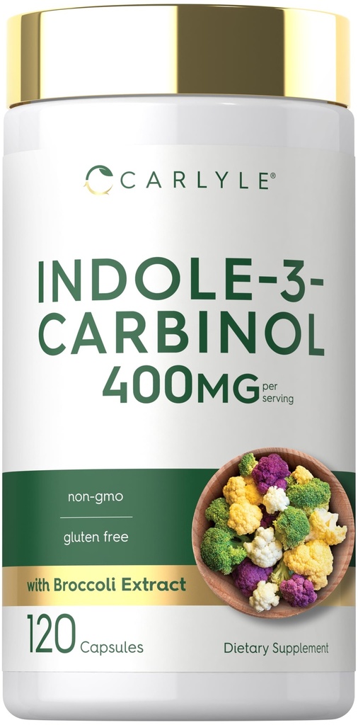 Carlyle Indole-3-Carbinol (I3C) 400mg | 120 Capsules | Advanced Formula with Broccoli Extract | Non-GMO, Vegetarian & Gluten Free