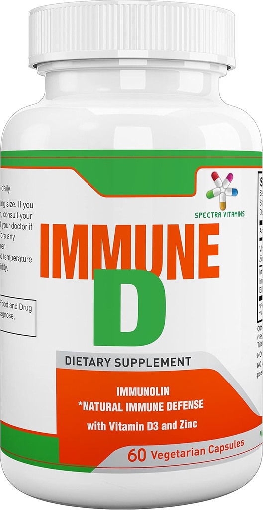 Spectra Vitaminleri Immune D Support Diyetary Supplement with Immunolin, Vitamin D3, çinko, Ellagic Asit Tüm Sezonlar için Güçlü Immune Sistemini Teşvik Ediyor, 60 Capsules.