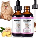 Bovine Collagen, Biotin, Cats için Collagen 2 fl.oz, Skin ve Coat Supplement Supplement for Cats, Itch Relief for Cats with Allergies, Bovine Collagen, Biotin, MSM, Ginger, Collagen for Cats Drops