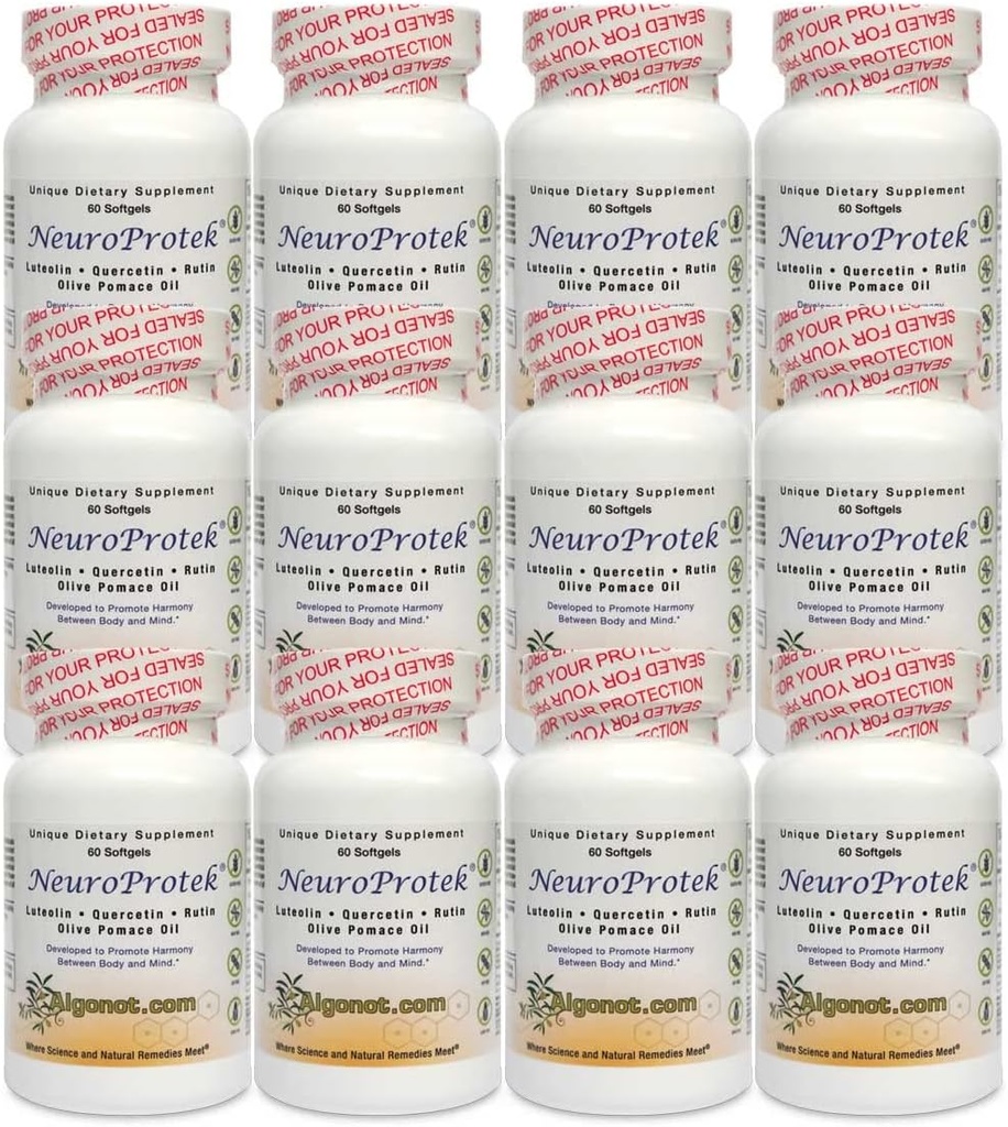 Algonot NeuroProtek 12 Pack: Τα μόνα λιποσωματικά προϊόντα λουτεολίνης που χρησιμοποιούν ελαιόλαδο Pomace Oil. Συνδυασμός Λουτεολίν, Quercetin & Rutin σε ελαιόλαδο Pomace Oil (μειωμένη τιμή)