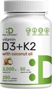 ΛΕΠΤΟΜΕΡΗΣ ΣΥΜΠΛΗΡΩΜΑ Βιταμίνη D3 2.000 IU + K2 MK7 50mcg Softgels 