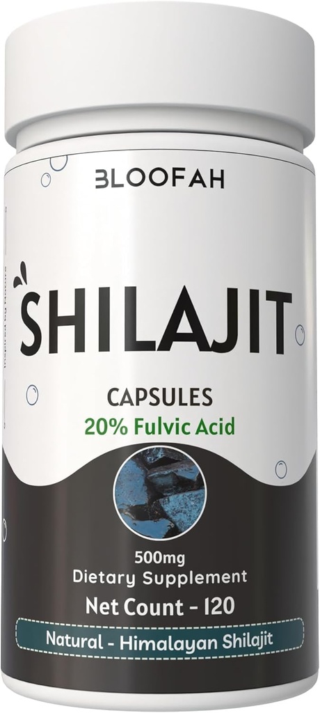 Shilajit Capsules 500 mg | %20 Türlü Telafi | Natural Herbal Supplement | Non-GMO, Gluten-Free, GMP-Cerrec | Easy to Swallow (120 Kont)