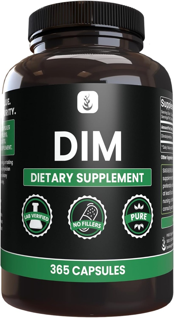 PURE ORIGINAL INGREDIENTS Diindolylmethane (DIM) (365 Capsules) No Magnesium Or Rice Fillers, Always Pure, Lab Verified