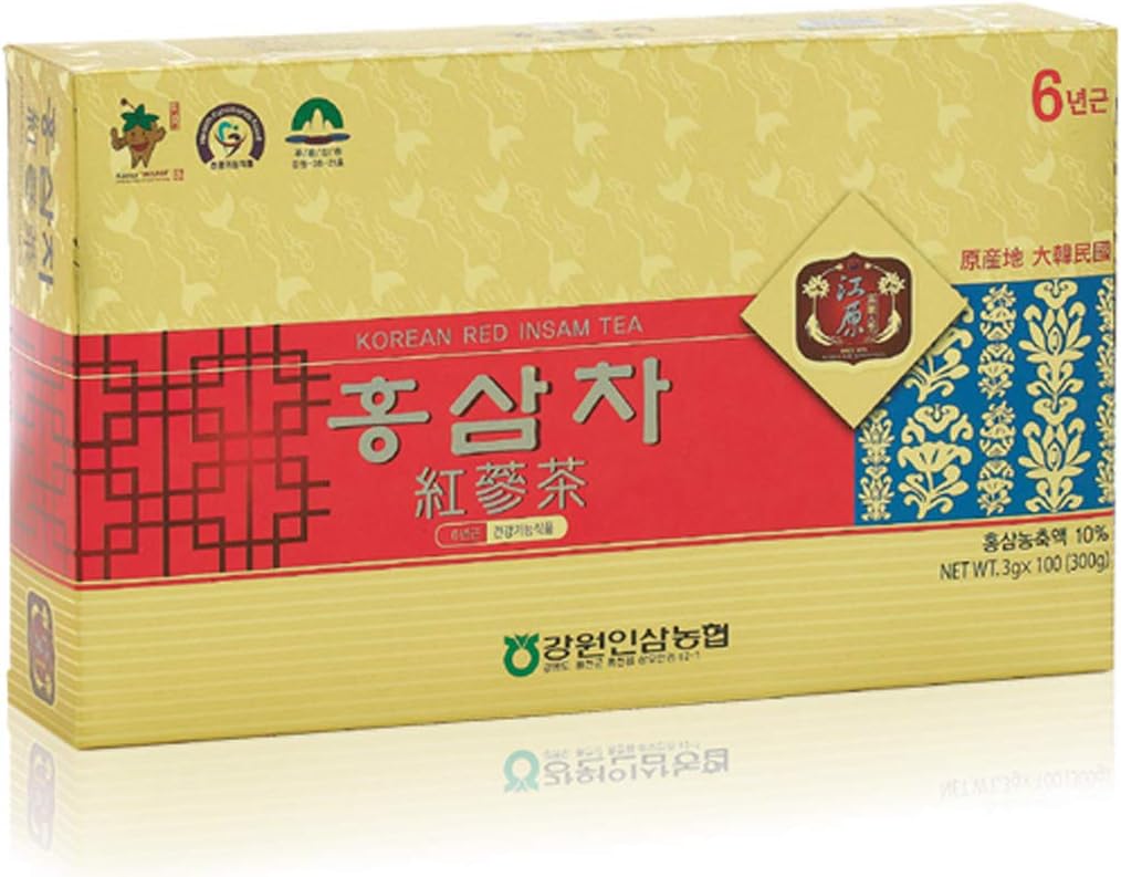 [Gangwoninsam] Kore Red BTC Çay (3g x 100 paket) – 6 Yıl Eski Kore Kızıl Deri, Kore Sağlık Gıda, Bireysel Paketli (100)