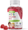 Çocuklar için Viteey Vitamin B12, 1000mcg - Metabolism, Doğal Enerji Desteği - Vegan, Gelatin Free, Gluten Free, GMO Free - Tasty Chewable B12 Raspberry Flavored Gummy