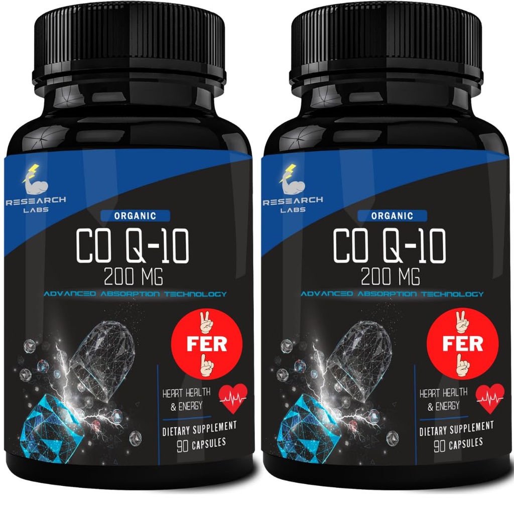 Araştırma Laboratuvarları 180 Softgels Advanced Abxia 200 mg CoQ10 w/Black Pepper Extract. 2 for 1 Ad. Organic, Gluten Free, Heart Health Support, Energy Production, Antioksi Supplement